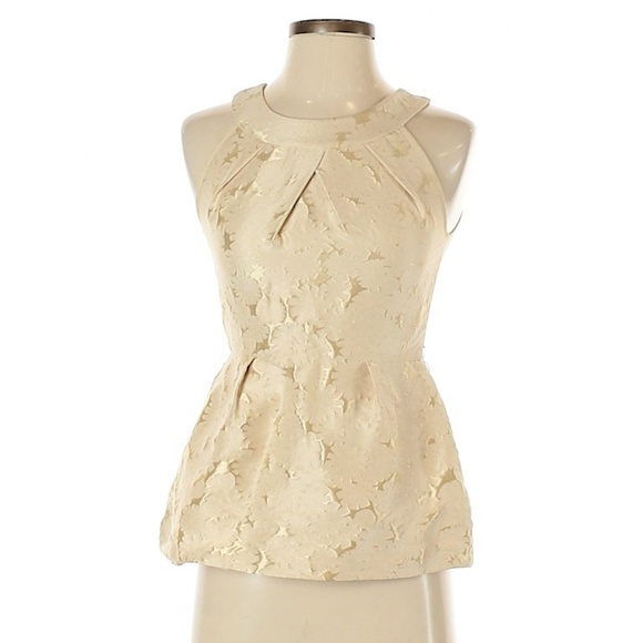 Vera Wang Lavender Label Tops - Vera Wang Lavender Label Textured Beige Peplum Top Vera Wang Lavender Label Tops - Vera Wang Lavender Label Textured Beige Peplum Top